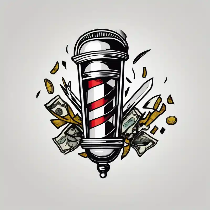 minimalist style Money Bag Tattoo Ideas in 2025 about Barber Pole with scissors raining money
THIS IS MY LIFE
(2022) money bag and Barber Pole with scissors raining money
THIS IS MY LIFE
(2022) money bag